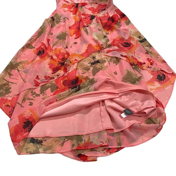 Ralph Lauren Women Coral Floral Sleeveless Lined 1/4 Zip Midi Shift Dress Sz 14 - Picture 10 of 15